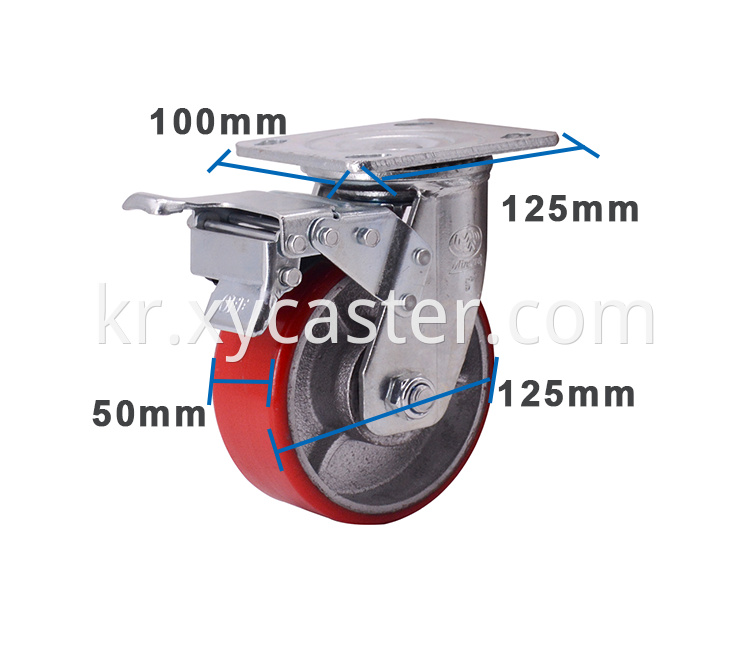 5 Inch Red Pu Caster